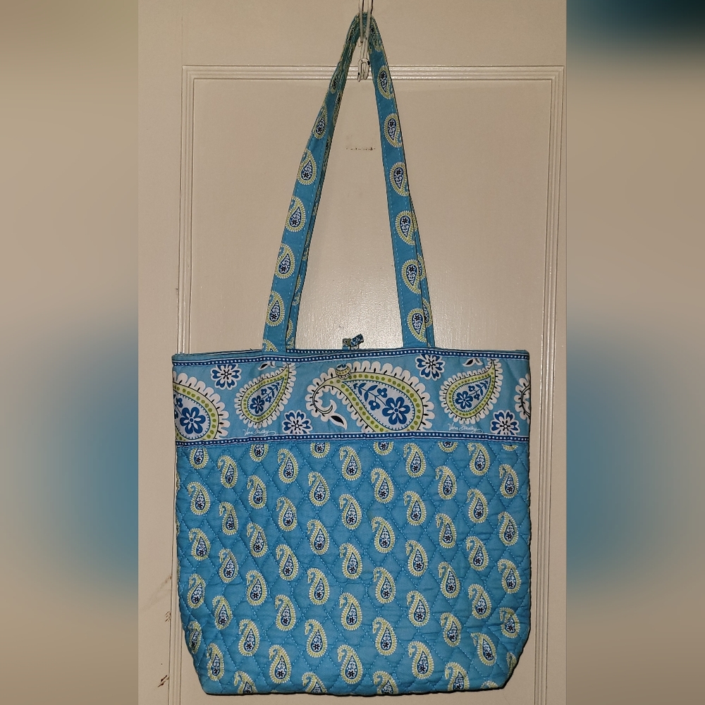 VB Shoulder Tote w/ matching Trifold Wallet - Bermuda Blue Pattern Retired